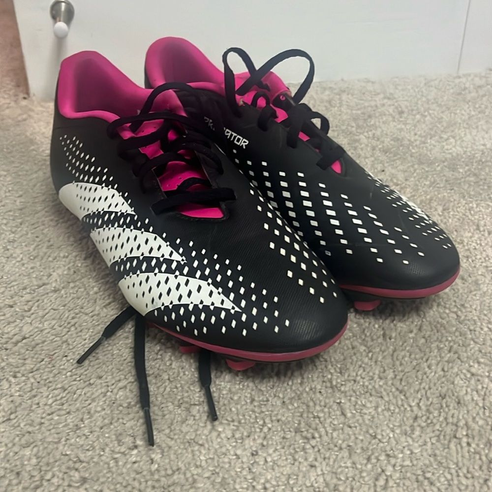 Adida cleats pink black white
